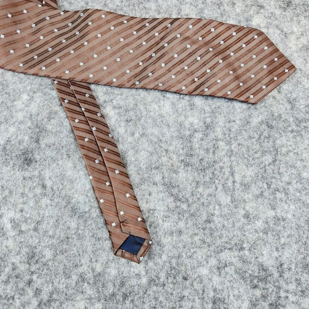 Ermenegildo Zegna‎ Tie Brown Striped Diamonds Silk Italy Necktie